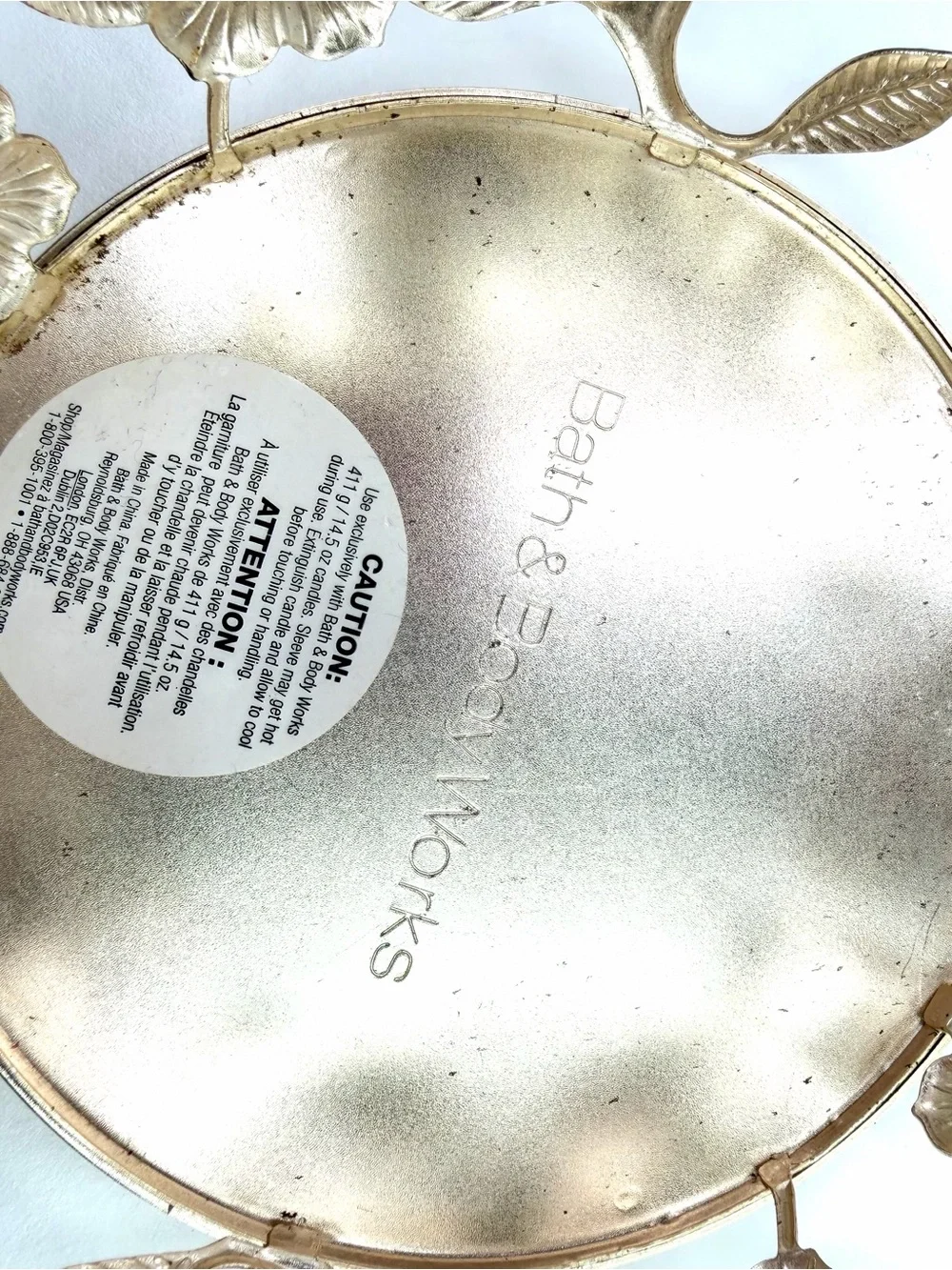 Bath & Body Works Gold Butterfly Floral Metal 3-Wick Candle Holder